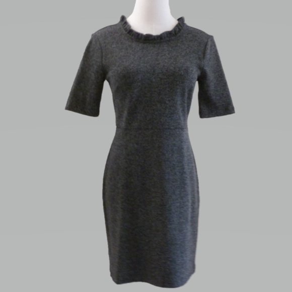 Ann Taylor 4P Black Dress with Ruffle Collar - Picture 1 of 4